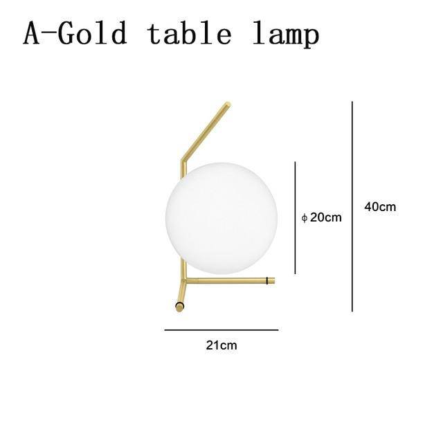 Lampe de chevet design dorée avec boule en verre Lampen - vue 2 sur 4