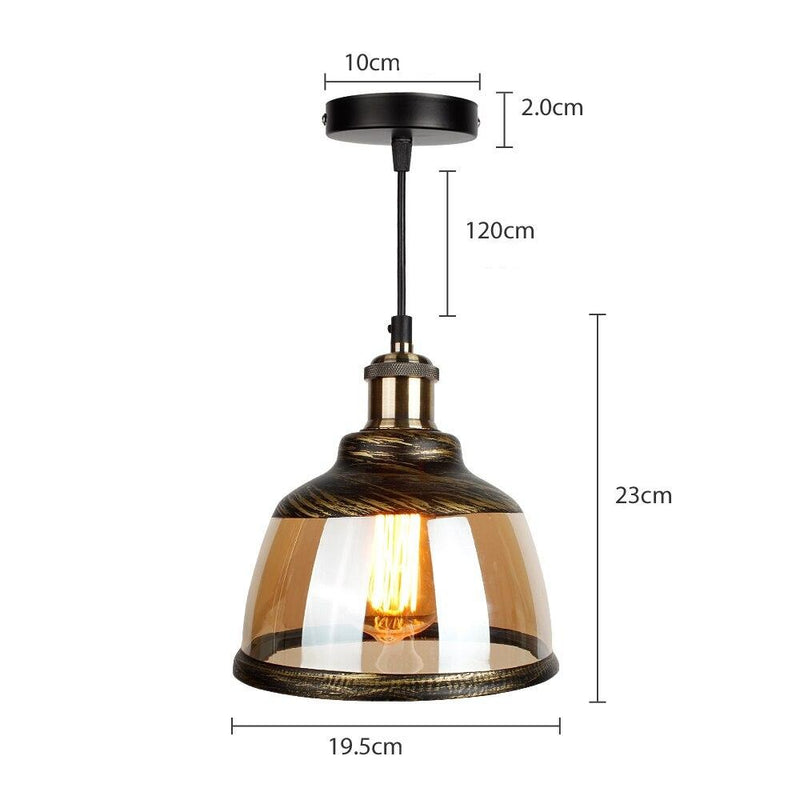 Suspension LED vintage avec abat-jour en verre fumé Palezzi