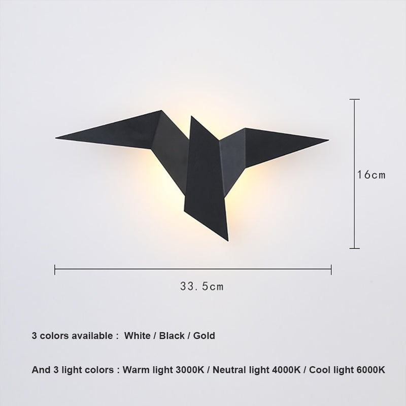 Applique murale moderne LED oiseau style origami Naila