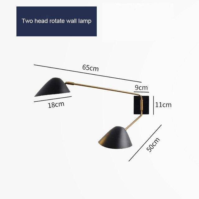 Lámpara de pared design LED negro con pantalla de metal Inicio