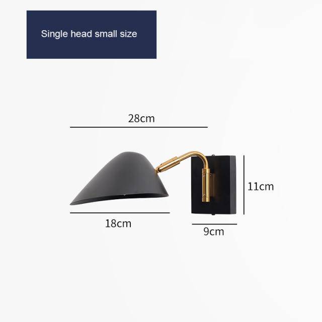 Lámpara de pared design LED negro con pantalla de metal Inicio