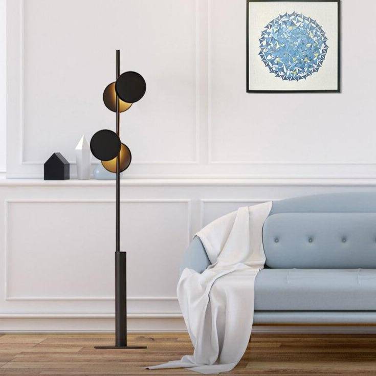 Lampadaire design moderne LED en métal avec formes circulaires - vue 5 sur 6