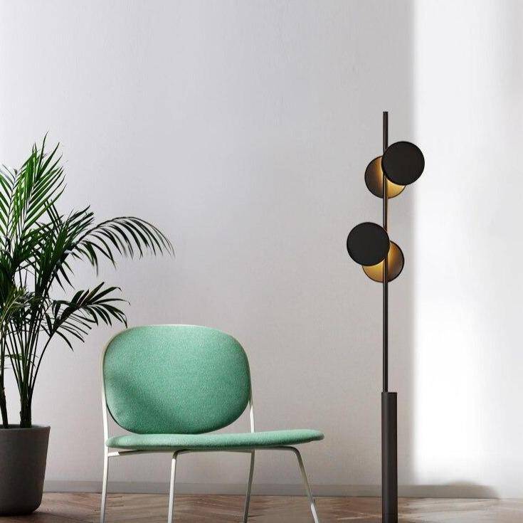 Lampadaire design moderne LED en métal avec formes circulaires - vue 3 sur 6