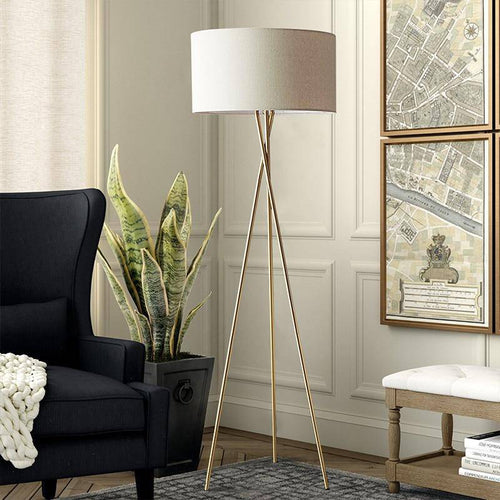 Floor lamp modern LED tripod with lampshade cylindrical