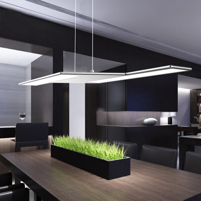 Suspension moderne LED en zig zag argenté Maya