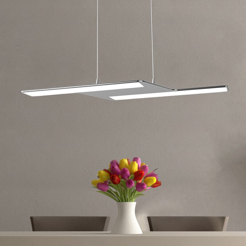 Suspension moderne LED en zig zag argenté Maya
