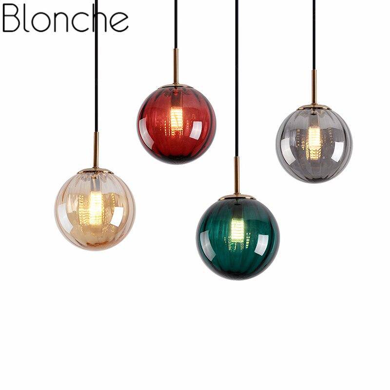 Suspension design LED en verre coloré Decor