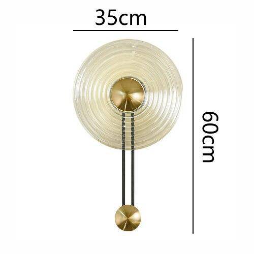 Lámpara de pared design LED con círculo dorado y disco de vidrio Sconce