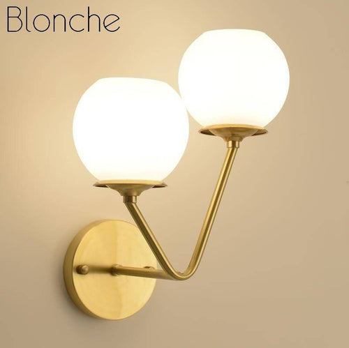 wall lamp LED wall design in gold metal with double glass ball