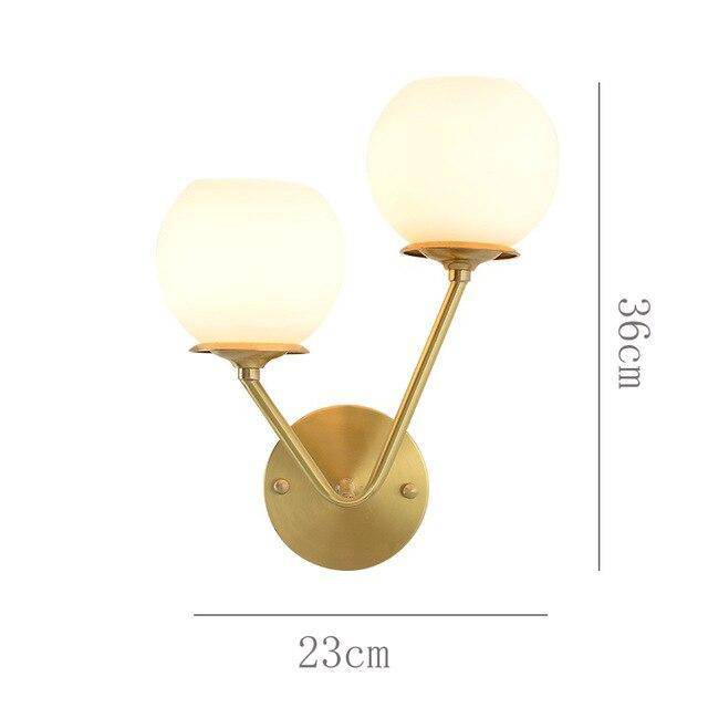 wall lamp LED wall design in gold metal with double glass ball