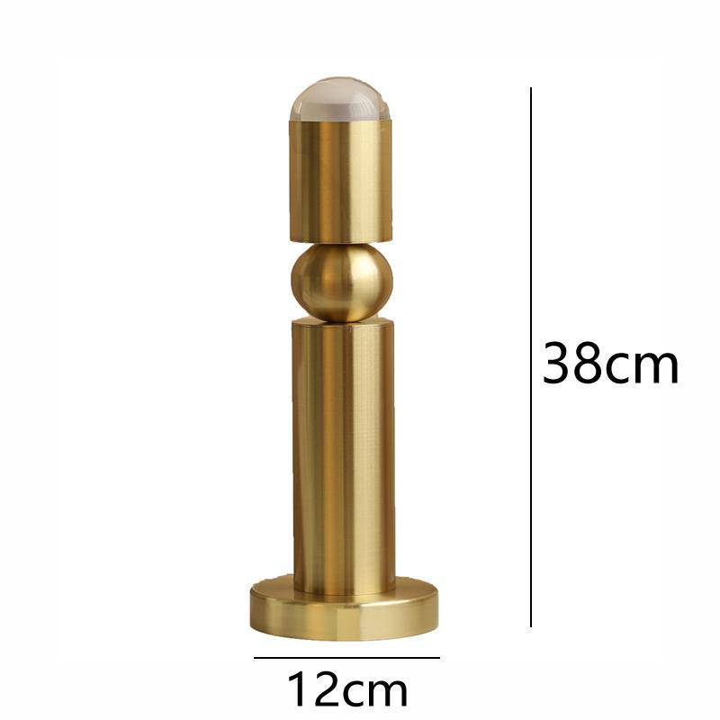 Modern LED table lamp in gold-coloured elongated cylinder