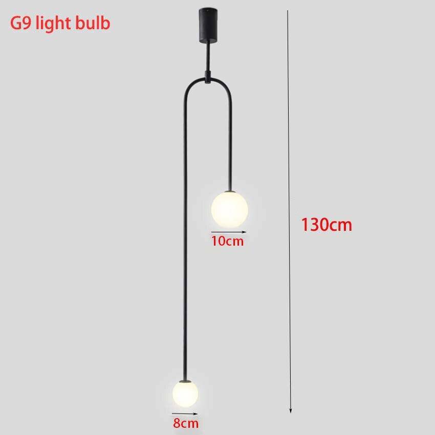Suspension design LED en métal avec double boule en verre Fly - vue 4 sur 8