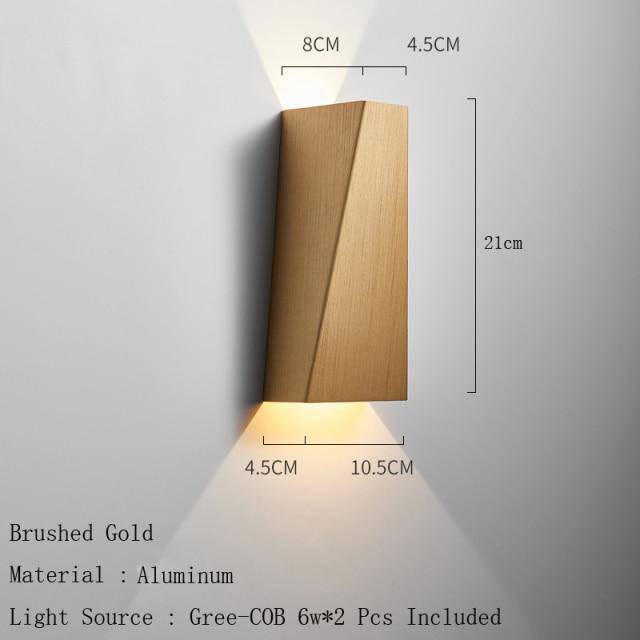 Applique murale design à LED en métal brossé style géométrique