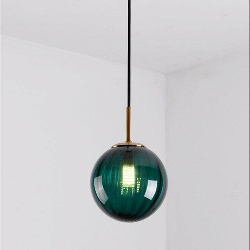 Suspension design LED boule en verre coloré style Hang - vue 12 sur 15