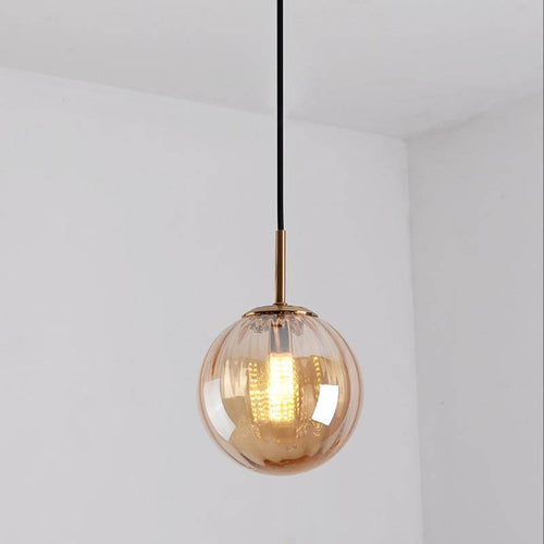 Suspension design LED boule en verre coloré style Hang - vue 15 sur 15