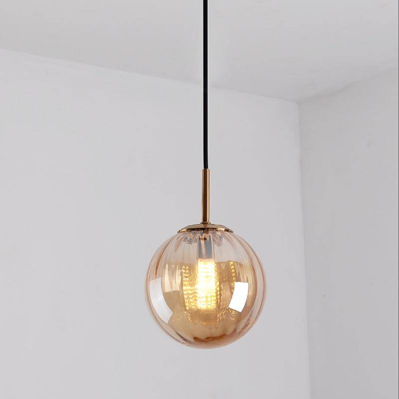 Suspension design LED boule en verre coloré style Hang - vue 14 sur 15