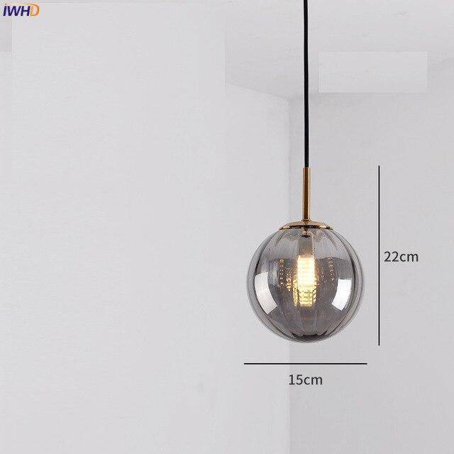 Suspension design LED boule en verre coloré style Hang - vue 9 sur 15