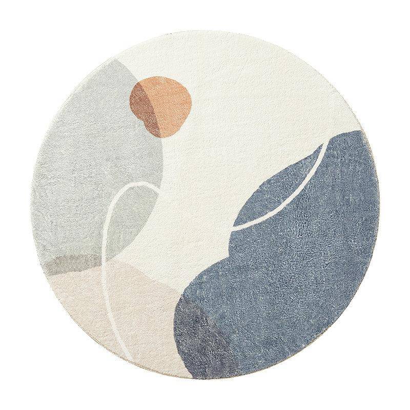 Tapis rond blanc et beige style Fluffy
