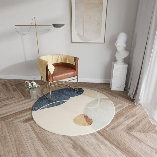 Tapis rond blanc et beige style Fluffy