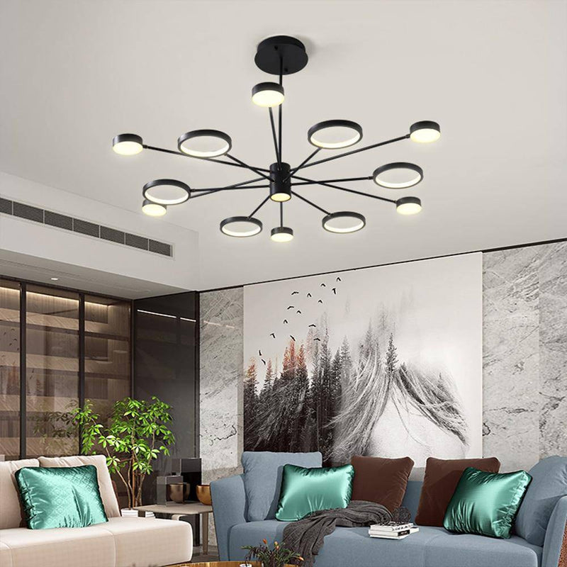 Lustre design LED avec plusieurs lampes noires Creative