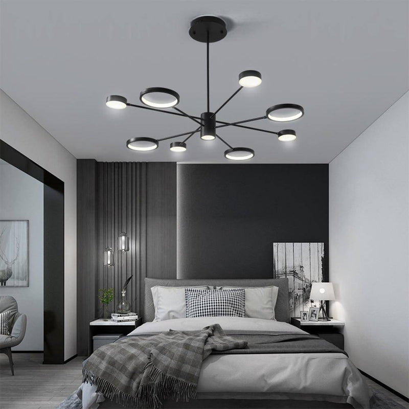 Lustre design LED avec plusieurs lampes noires Creative