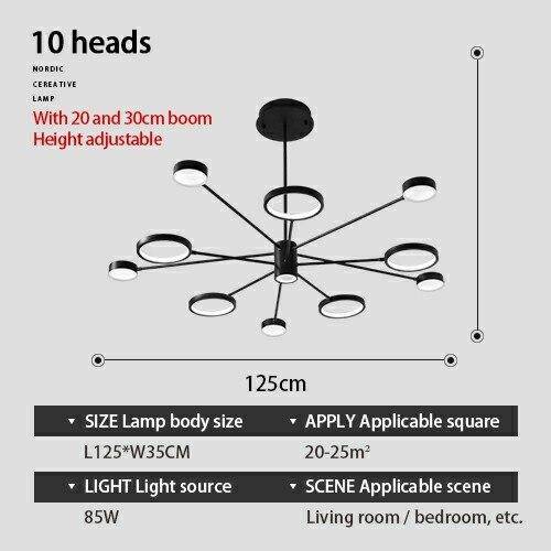 Lustre design LED avec plusieurs lampes noires Creative