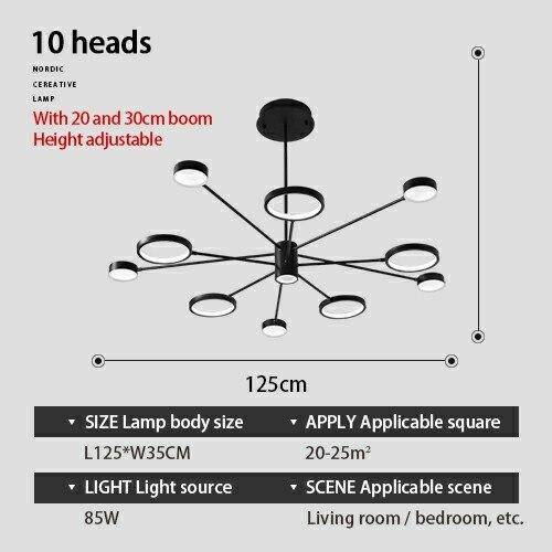 Araña design LED con múltiples luces negras Creative