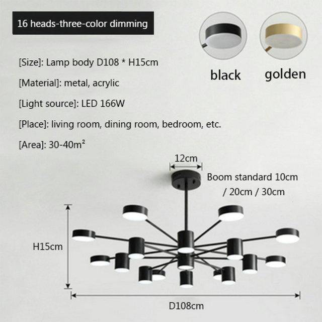 Modern metal LED chandelier with several round shades Nordic