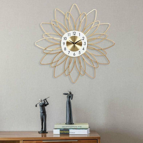 Wall clock in the shape of a flower in gold metal 54cm Extra