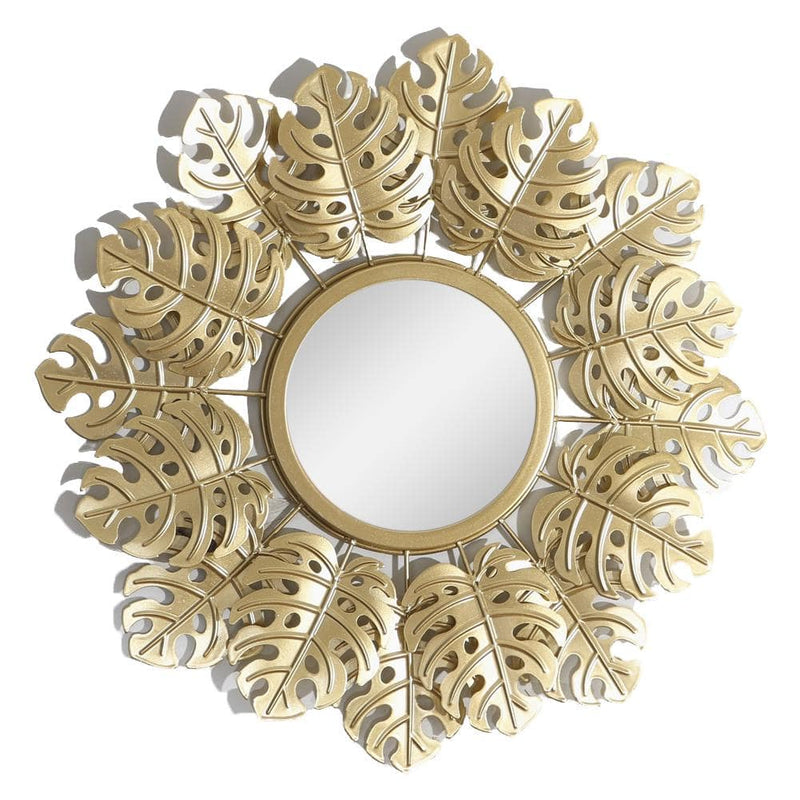 Round gold wall mirror, sunburst style