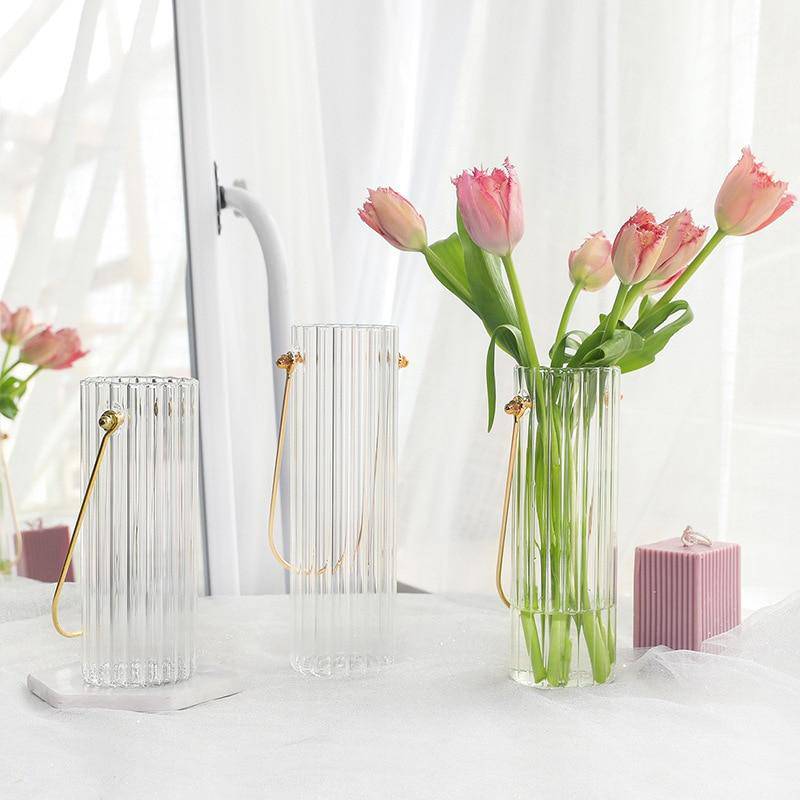 Vase moderne transparent style striped Glass