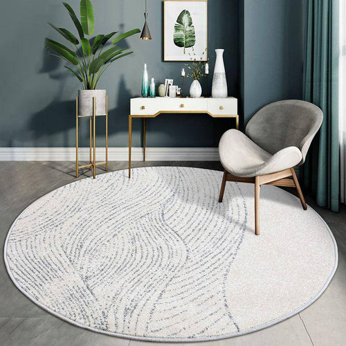 Tapis moderne rond blanc et rayé Floor