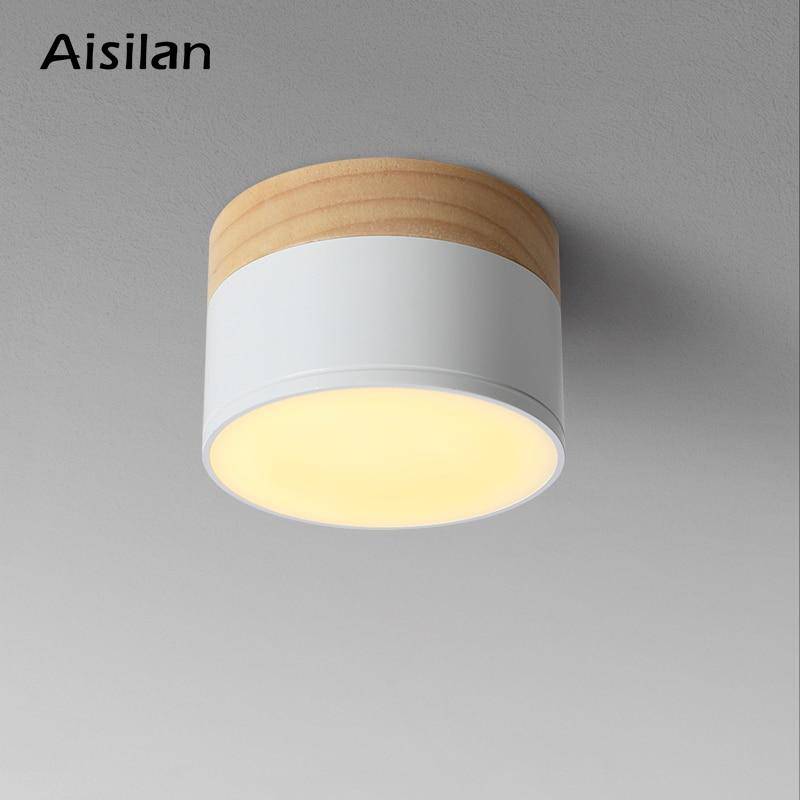 Spot moderne LED rond avec base en bois Loft - vue 5 sur 5