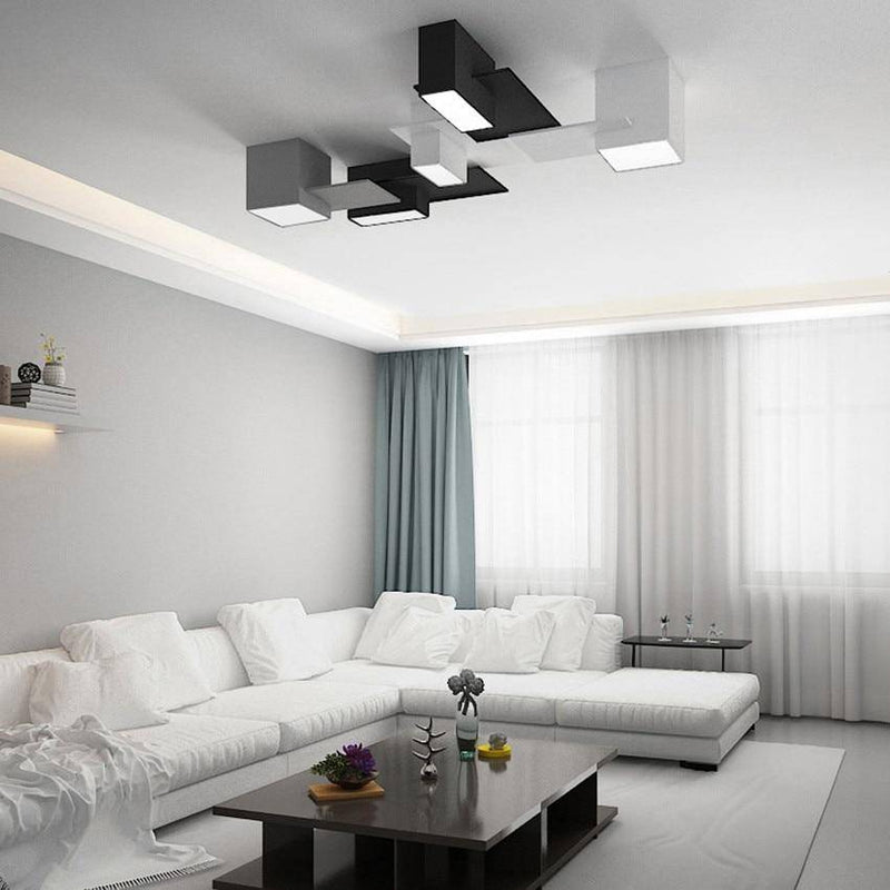 Design LED ceiling lamp with modern black and white geometric shapes