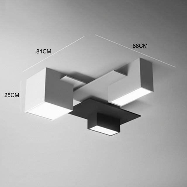 Design LED ceiling lamp with modern black and white geometric shapes