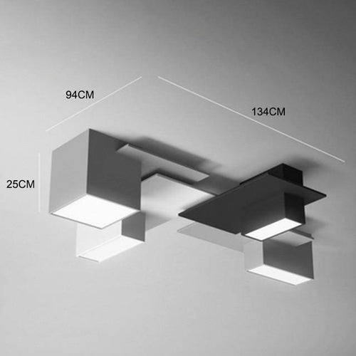 Plafonnier design LED à formes géométriques modernes noires et blanches - vue 9 sur 9