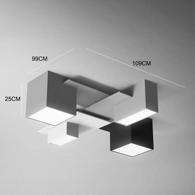 Lámpara de techo design LED con modernas formas geométricas en blanco y negro