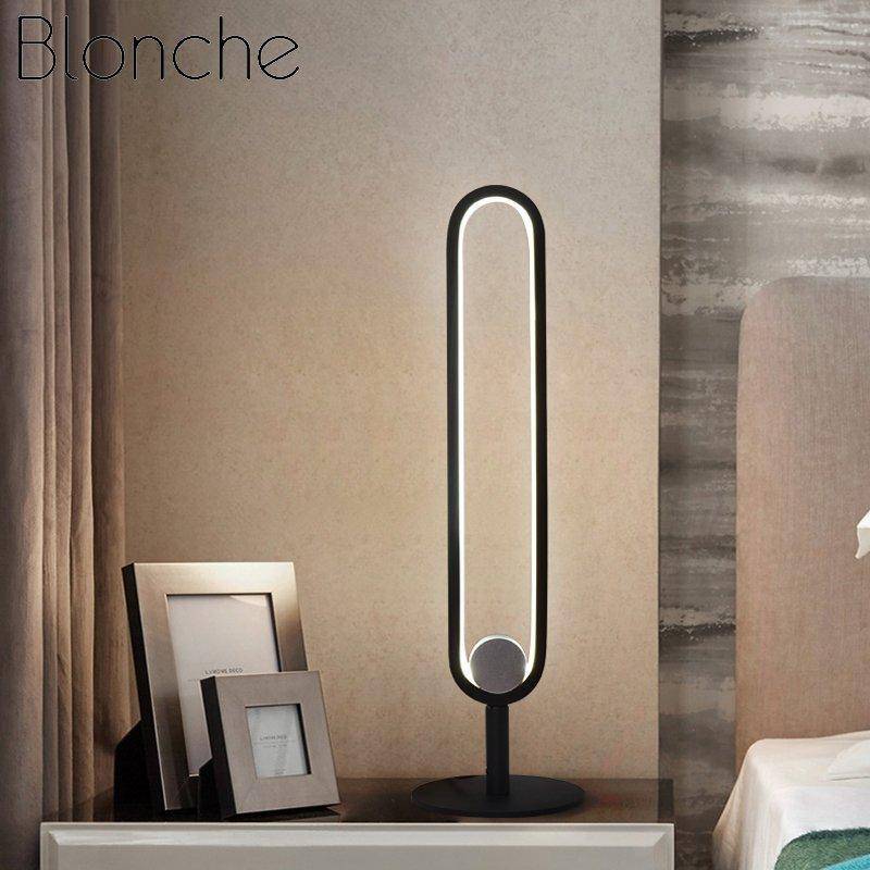 Design LED table lamp with black metal ring Loft