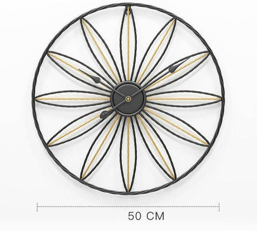 Horloge murale ronde avec rosace en métal rétro Hollow