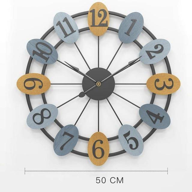 Horloge murale ronde avec chiffres dans bulles colorées 50cm
