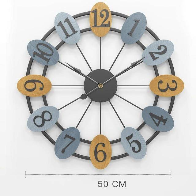 Reloj de pared redondo con números en burbujas de colores 50cm