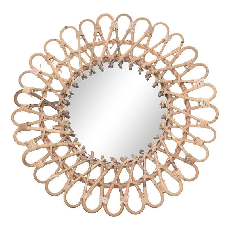 Round decorative wall mirror in rattan 40cm