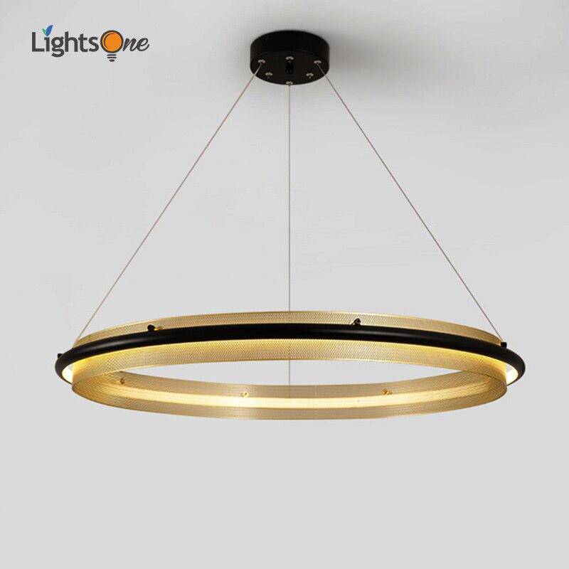 Lustre design à LED avec anneau en métal doré Luxury