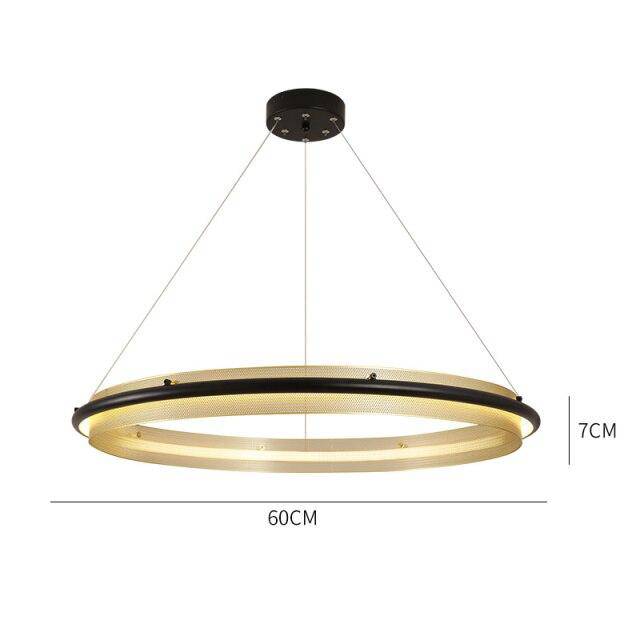 Lustre design à LED avec anneau en métal doré Luxury