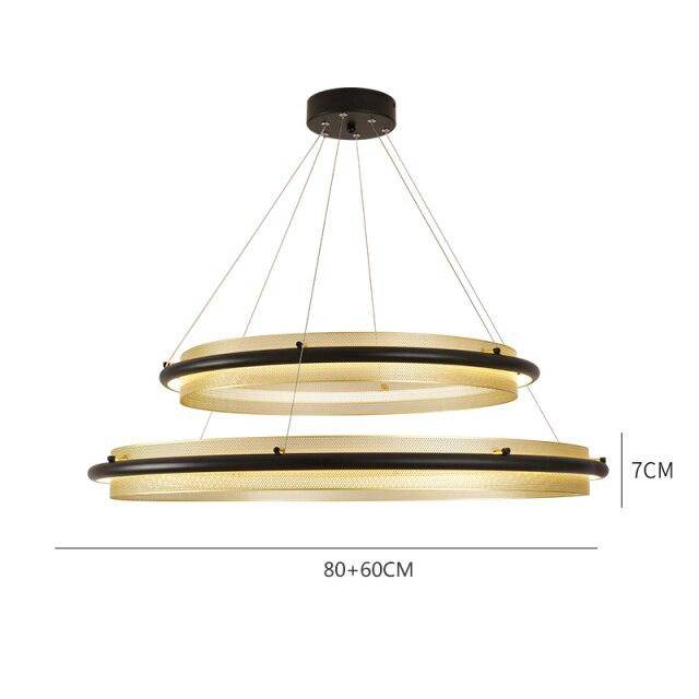 Lustre design à LED avec anneau en métal doré Luxury