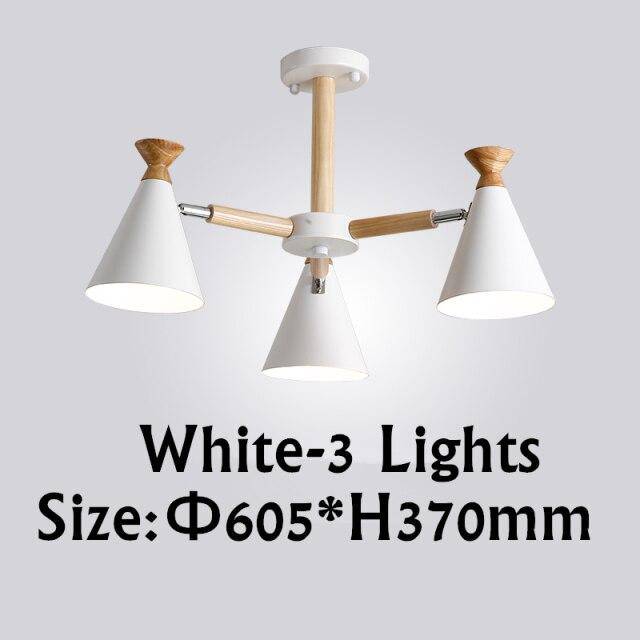Lustre moderne à LED en bois avec abat-jour métal coloré - vue 7 sur 19