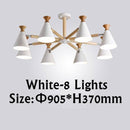 Lustre moderne à LED en bois avec abat-jour métal coloré