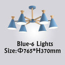 Lustre moderne à LED en bois avec abat-jour métal coloré