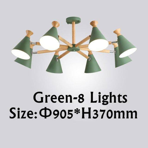 Lustre moderne à LED en bois avec abat-jour métal coloré