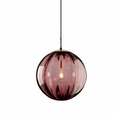 Suspension moderne LED en boule de verre colorée